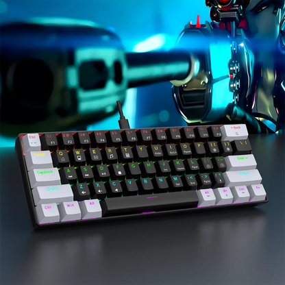 Tastiera meccanica da gioco cablata al 60% Mini layout ultra compatto retroilluminato RGB per giocatori PC/Mac e tipisti Design facile da viaggio