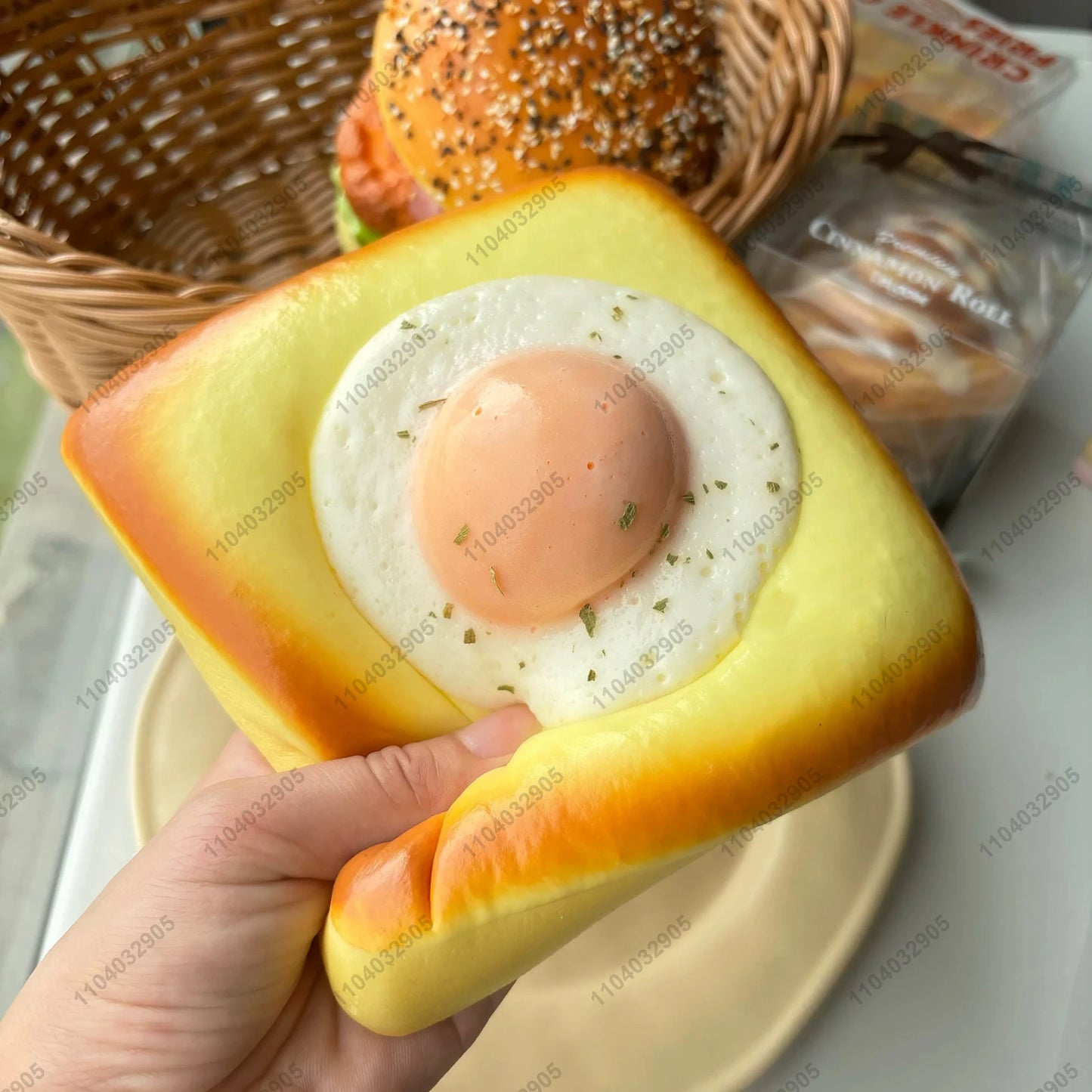 Grande Uovo Fritto Toast Squishy Aumento Lento Grande Uovo Spesso Pane Squishy Rimbalzo Lento Spremere Giocattolo Antistress Rilascio Mano Rilassarsi Giocattolo
