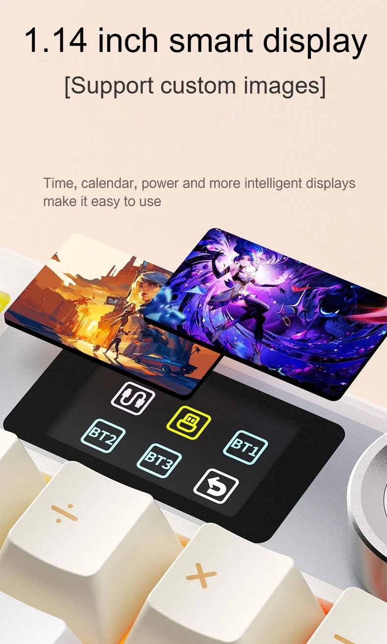 AULA F108 PRO Tastiera meccanica Layout personalizzato al 100% Retroilluminazione RGB Tastiera da gioco con interruttore Hifi Bluetooth senza fili