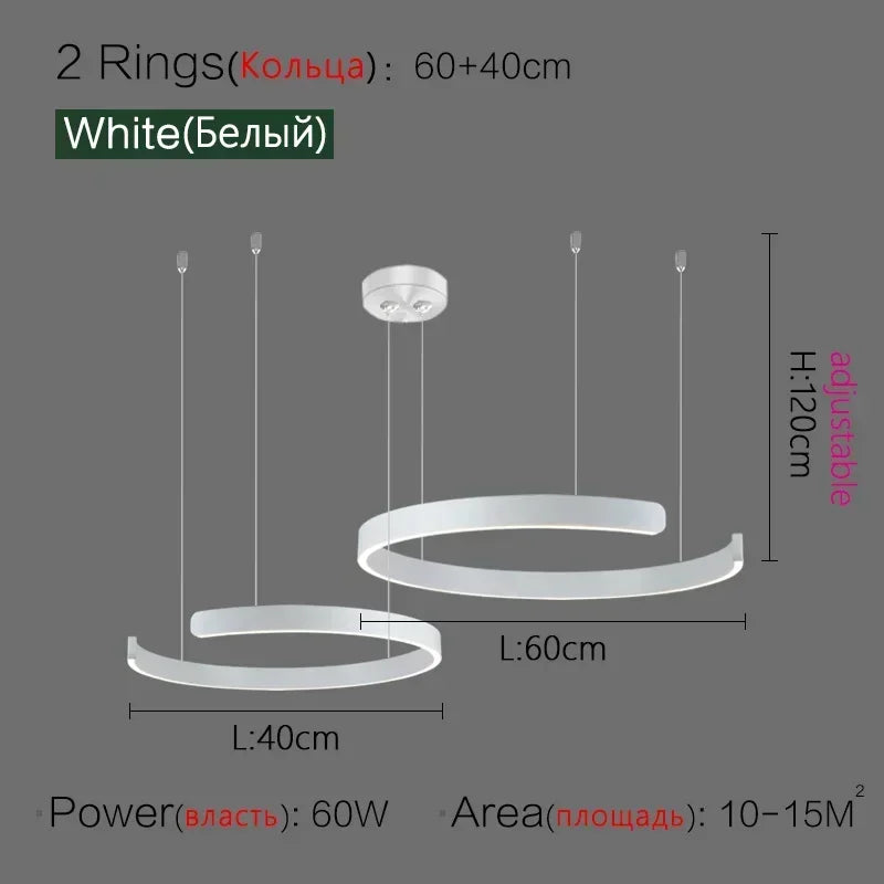 Lampada LED Circolare Sospesa Moderna Oro Rosa Bianco Nero Per Soggiorno E Sala Da Pranzo