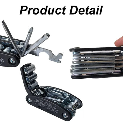 Kit Multifunzione Per Riparazione Biciclette Con Pompa E Toppe Per Pneumatici Portatile