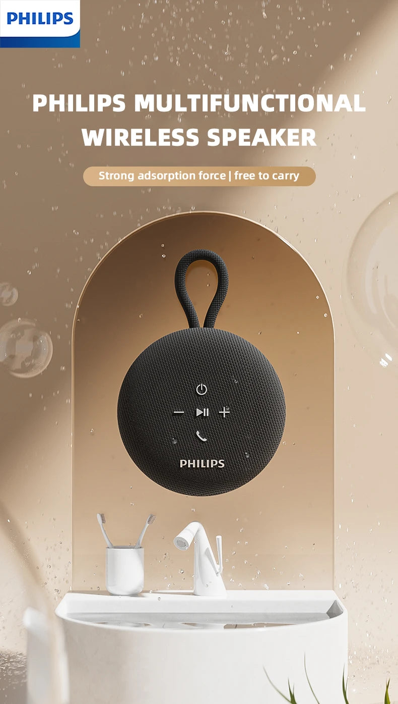 Philips TAS1120 Altoparlante Bluetooth da 800 mAh, cassa audio impermeabile per interni ed esterni con ventosa e cordino, altoparlante portatile per esterni