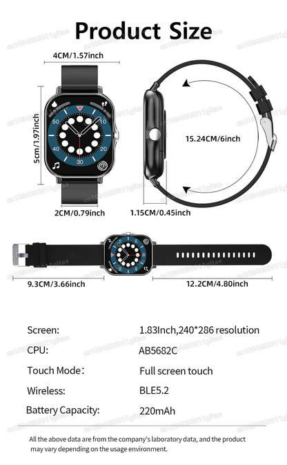 Nuovo Smartwatch con Chiamata BT, Monitoraggio Salute e Sonno, Schermo HD da 1.80'', Orologio Intelligente per Bambini, Impermeabile, Braccialetto Sportivo alla Moda per Donne e Uomini