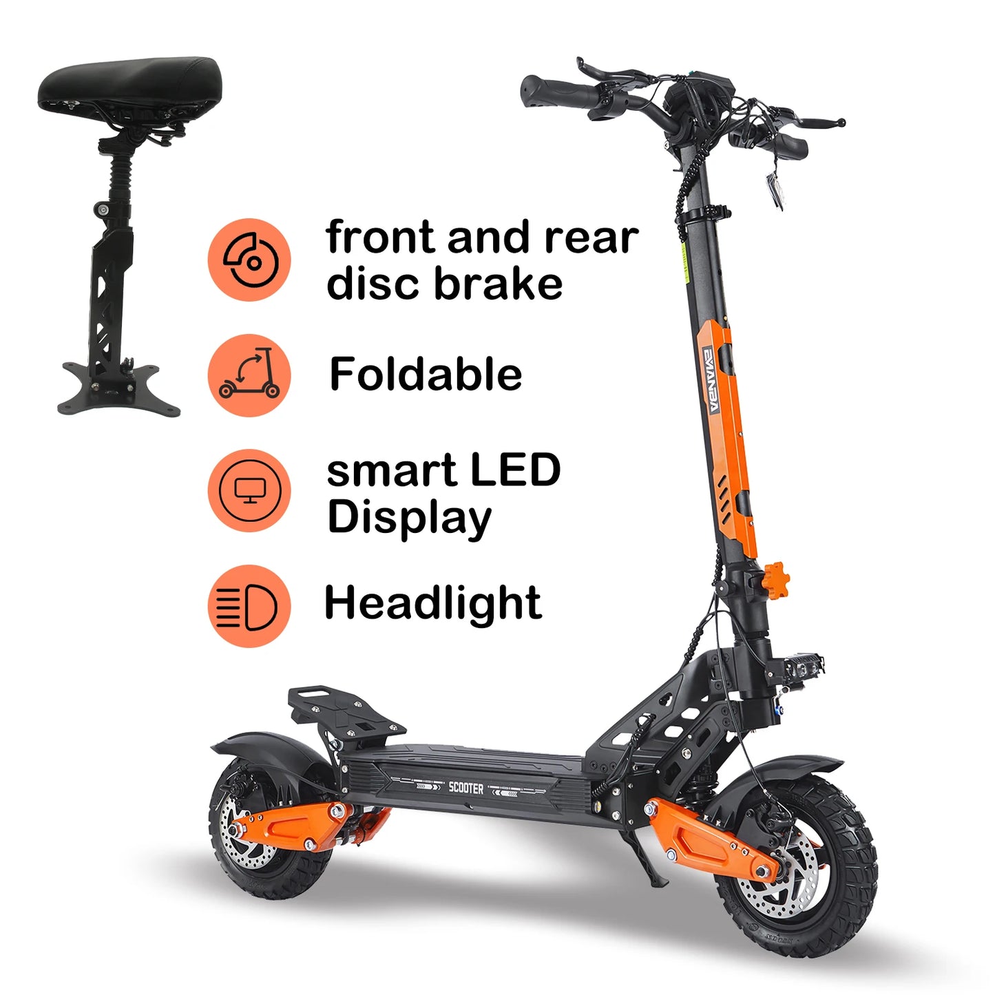 Scooter Elettrico Fuoristrada Con Sedile 1200W 48V 21Ah Batteria NFC Autonomia 40-60 Km