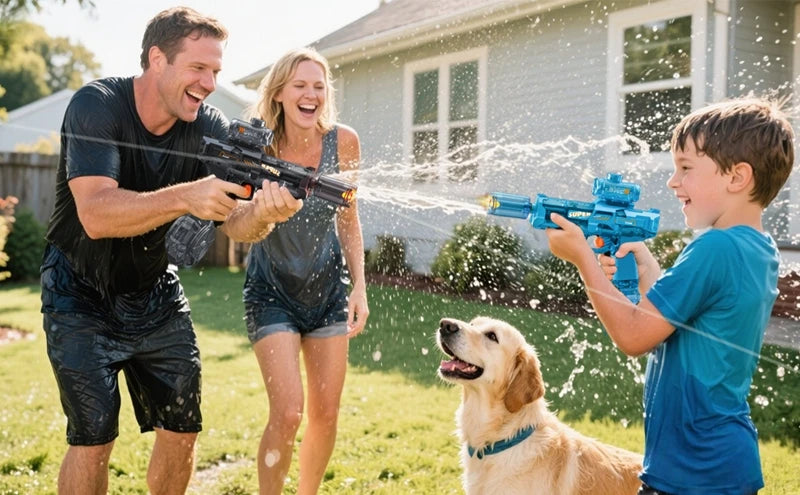 Pistola Ad Acqua Elettrica Con Effetto Fiamma E Luce Led Per Spiaggia E Piscina Estiva