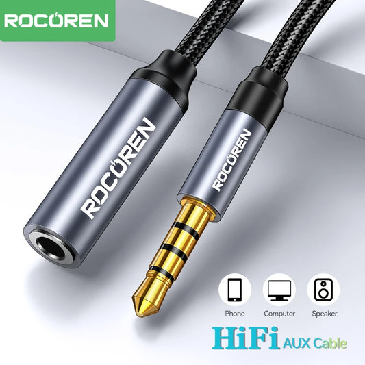 Rocoren Cavo AUX Jack da 3,5 mm Maschio a Femmina Estensione audio Convertitore cavo per altoparlante per cuffie per telefoni Laptop Tablet adattatore