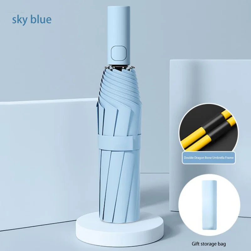 Ombrello pieghevole a 24 ossa Ombrello completamente automatico a doppio osso SPF 50 Protezione UV Resistenza alla pioggia Ombrello con resistenza al vento NUOVO