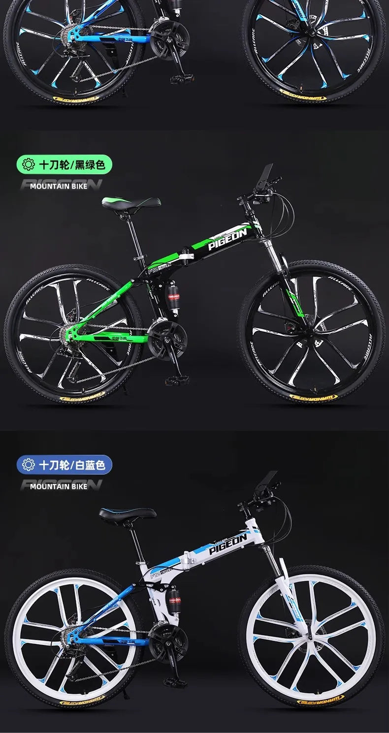 Bicicletta Pieghevole Da Montagna Per Adulti Con Freni A Disco Fuoristrada Unisex Velocità Variabile