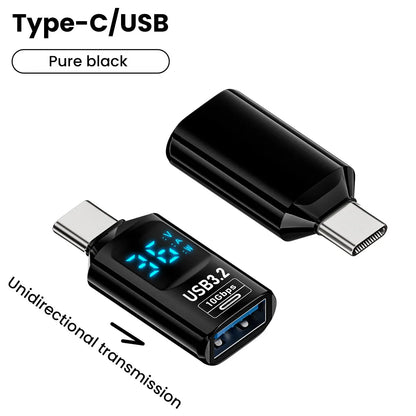 Adattatore USB 3.2 da 10 Gbps con Display Digitale, Convertitore da USB Maschio a USB Femmina, Ricarica Rapida e Trasferimento Dati, Adattatore USB C per PC e Laptop