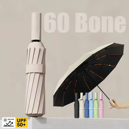 Ombrello pieghevole a 24 ossa Ombrello completamente automatico a doppio osso SPF 50 Protezione UV Resistenza alla pioggia Ombrello con resistenza al vento NUOVO
