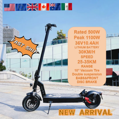 Scooter Elettrico Fat Tire Offroad 500W Freno A Disco Pieghevole Autonomia 40-60 Km 48V 36V 13Ah