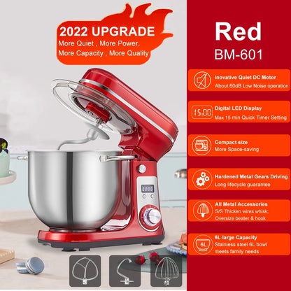 Robot Da Cucina Biolomix BM601 Con Ciotola In Acciaio Da 6 L, 1200 W, 6 Velocità, Testa Inclinabile