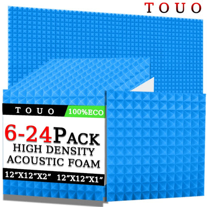 TOUO Schiuma Acustica 6/12/24 Pcs Isolamento Acustico Piramide Pannello Fonoassorbente Home Studio Trattamento Acustico Per La Camera Da Letto