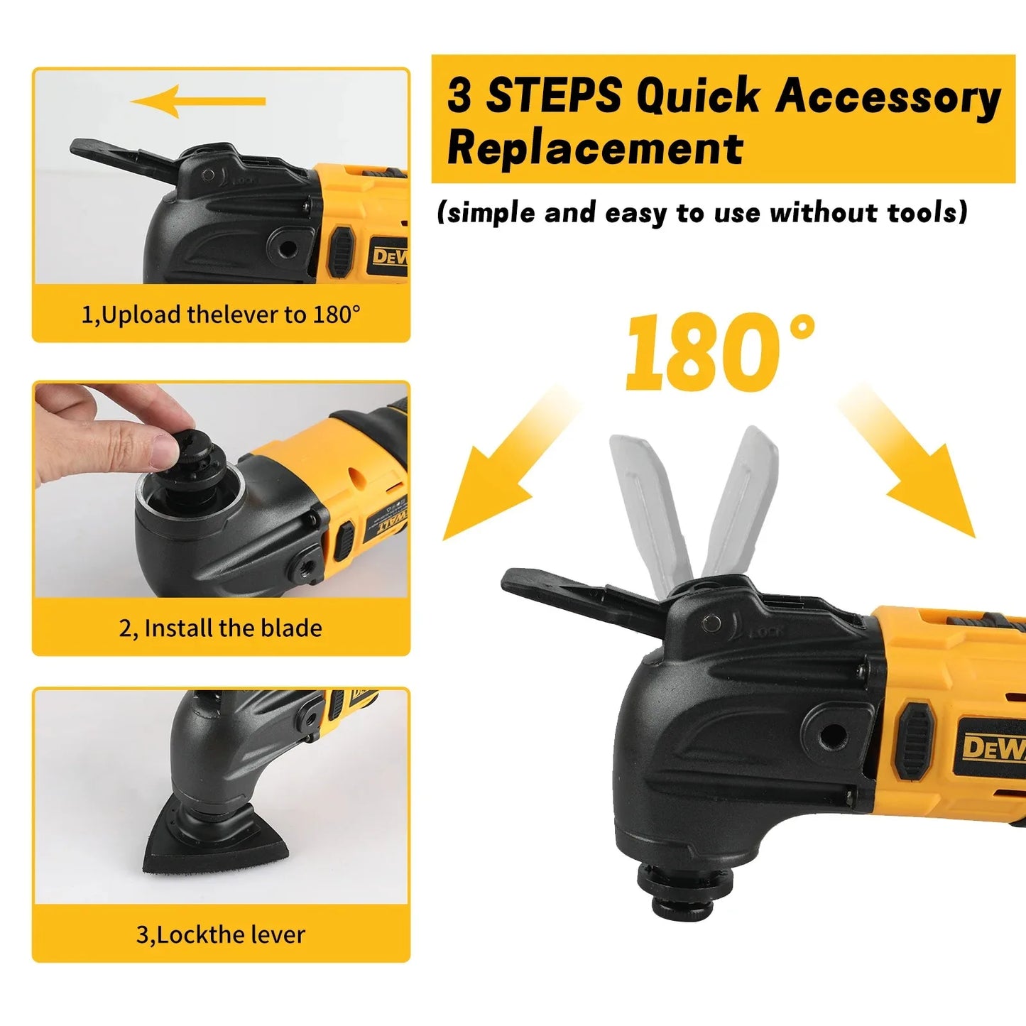 DeWalt Utensile Multifunzione Oscillante Senza Fili 21V Brushless con 5 Accessori Cambio Rapido Senza Attrezzi