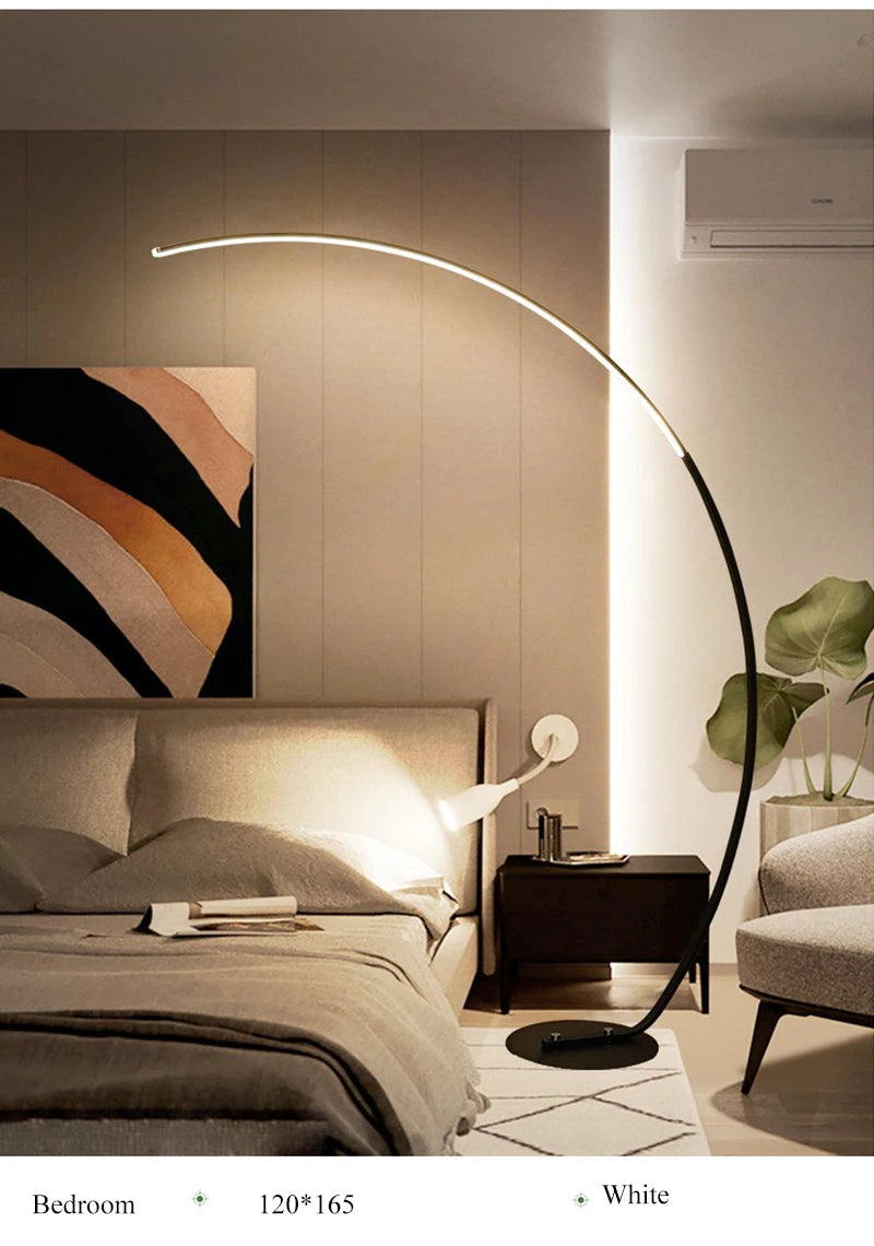 Lampada Da Terra Moderna A Arco Nordico Con LED Dimmabile E Telecomando Per Soggiorno E Camera Da Letto