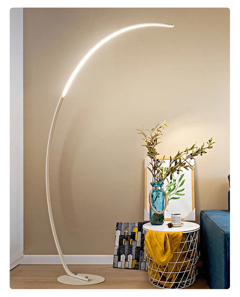Lampada Da Terra Moderna A Arco Nordico Con LED Dimmabile E Telecomando Per Soggiorno E Camera Da Letto