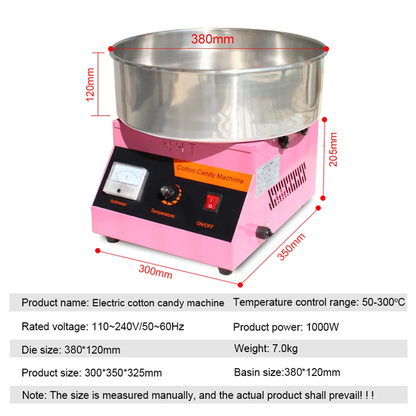 Macchina Elettrica per Zucchero Filato in Acciaio Inox 500W per Uso Domestico e Feste