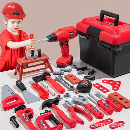 Set di Attrezzi Giocattolo per Bambini, Strumenti di Ingegneria Simulati con Trapano, Regalo Educativo per Giochi di Ruolo per Ragazzi