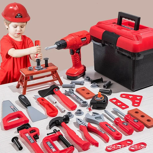 Set di Attrezzi Giocattolo per Bambini, Strumenti di Ingegneria Simulati con Trapano, Regalo Educativo per Giochi di Ruolo per Ragazzi
