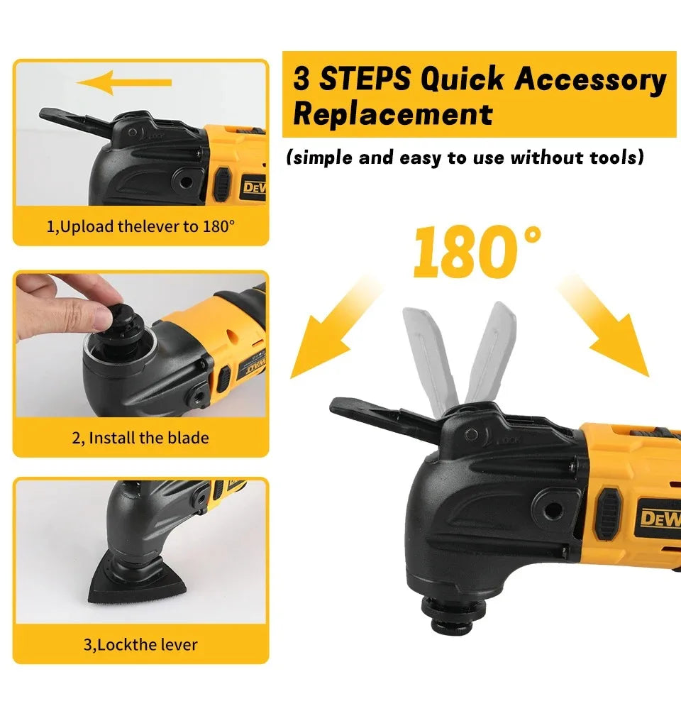 DeWalt Utensile Multifunzione Oscillante Senza Fili 21V Brushless con 5 Accessori Cambio Rapido Senza Attrezzi