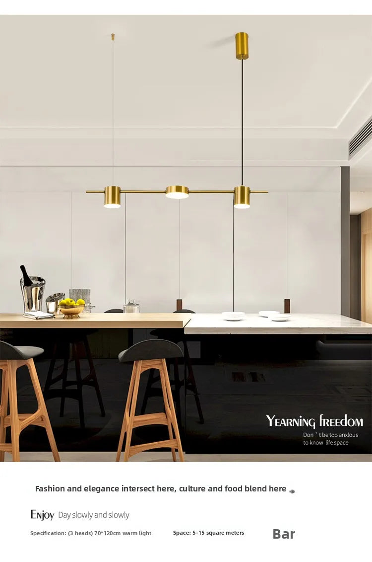 Lampada A Sospensione Postmoderna Tre Teste Per Ristorante In Ferro Nero E Oro Illuminazione Minimal Nordica Di Lusso