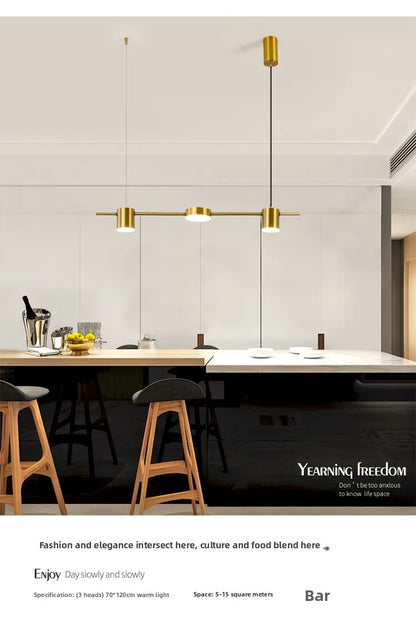 Lampada A Sospensione Postmoderna Tre Teste Per Ristorante In Ferro Nero E Oro Illuminazione Minimal Nordica Di Lusso