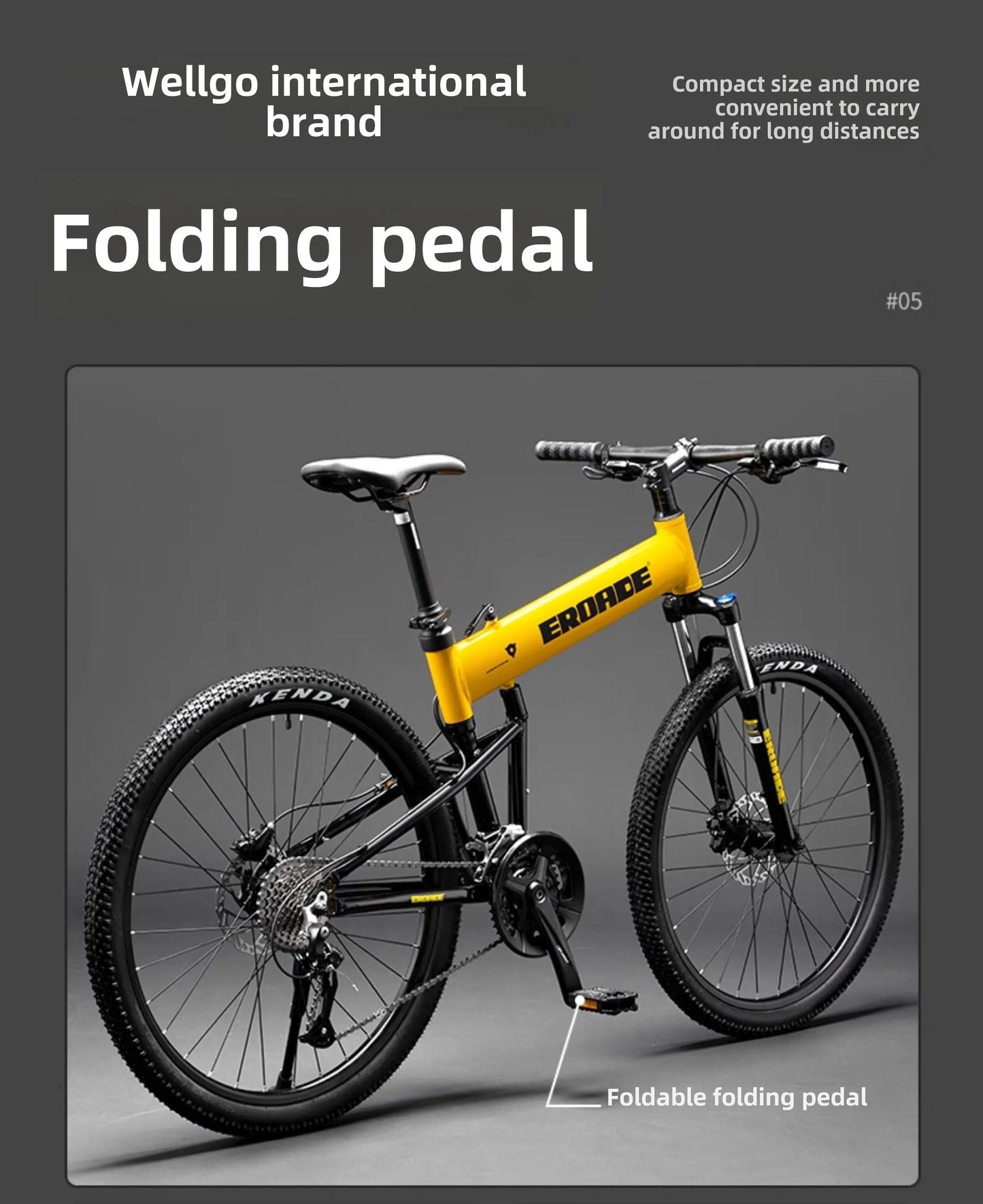 Bici Pieghevole Da Montagna Ultra Leggera Per Adulti Telaio Alluminio 18 Velocità Freno Disco Shimano