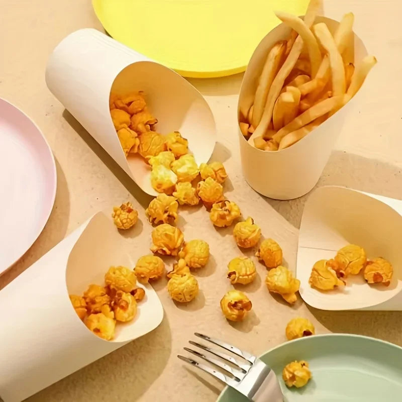 Tazze Per Patatine Fritte In Carta Kraft Naturale 50 100 Pezzi Per Snack Catering