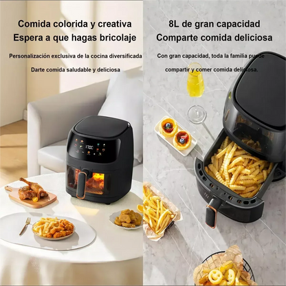 Friggitrice Ad Aria Da 1400W 8L Programmabile E Intelligente Con Touch Led Per Patatine E Pollo