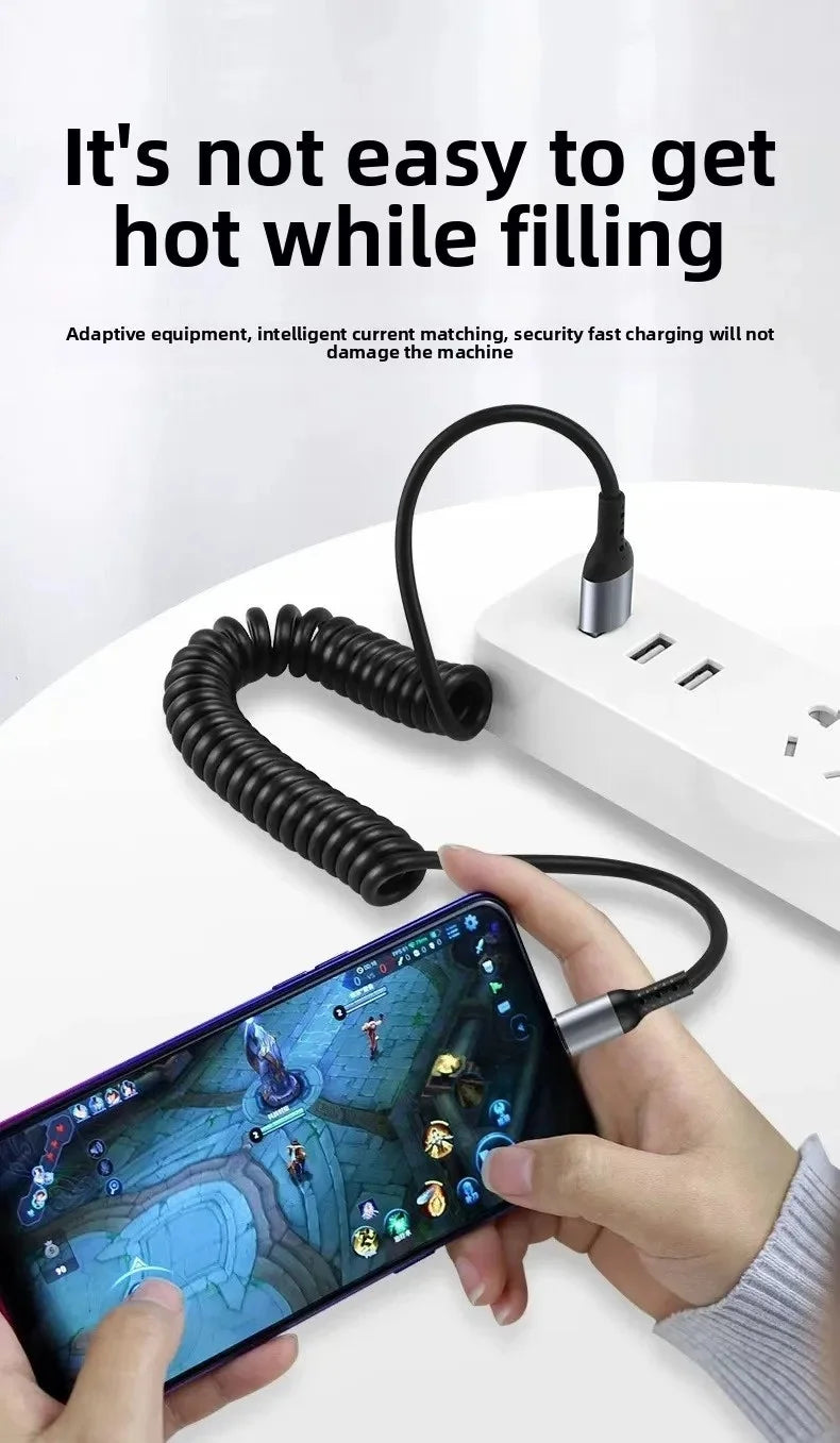 Cavo USB C a USB C 6A Retrattile a Molla per Ricarica Rapida da 25cm a 1M, Cavo Dati per Auto Compatibile con iPhone 16, Samsung, Xiaomi, Huawei