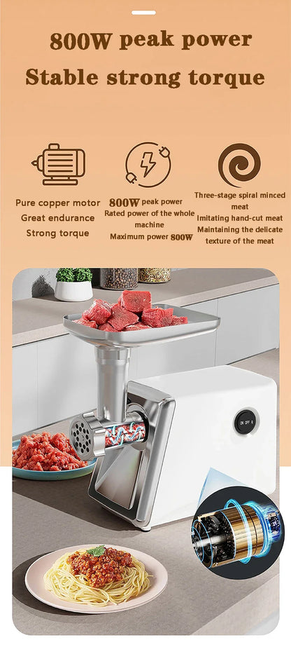 Tritacarne Elettrico 800W Professionale E Robot Da Cucina Multifunzione Processore Alimentare Per Tritare E Preparare Cibi