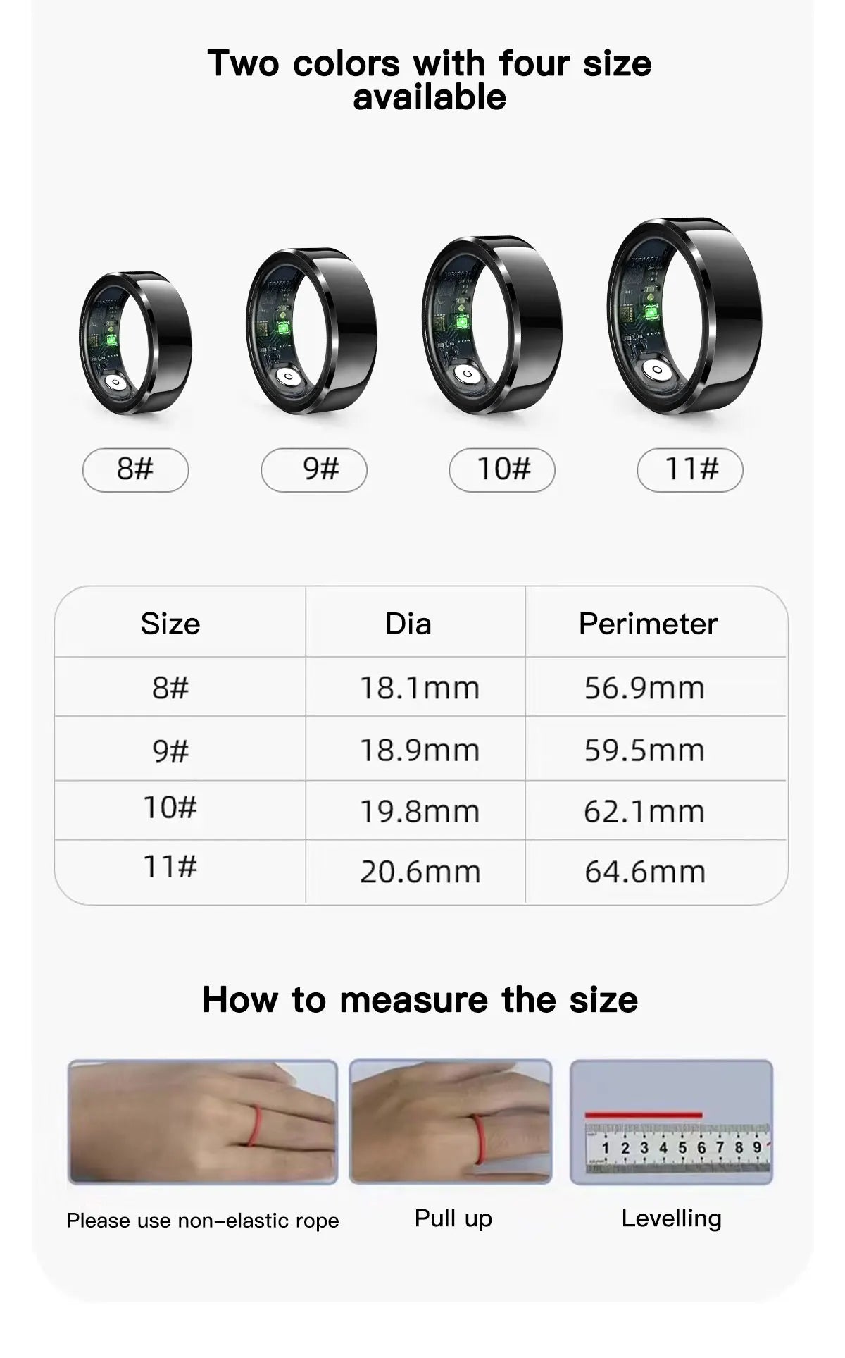 Anello Fitness Intelligente Per Huawei Xiaomi Tracciamento Attività Sonno Bluetooth Adatto iOS Android