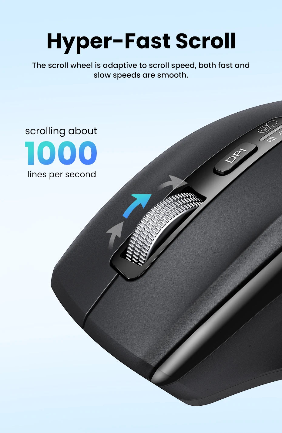 Mouse Senza Fili Ergonomico con DPI 5000 Bluetooth 5.4 e 2.4 GHz MacBook Tablet Laptop PC