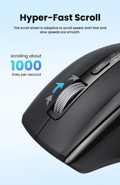 Mouse Senza Fili Ergonomico con DPI 5000 Bluetooth 5.4 e 2.4 GHz MacBook Tablet Laptop PC