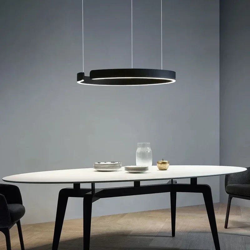 Lampada LED Circolare Sospesa Moderna Oro Rosa Bianco Nero Per Soggiorno E Sala Da Pranzo