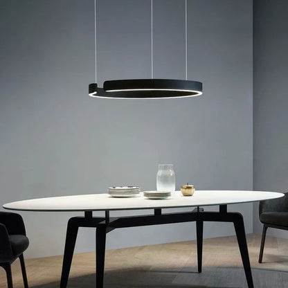 Lampada LED Circolare Sospesa Moderna Oro Rosa Bianco Nero Per Soggiorno E Sala Da Pranzo