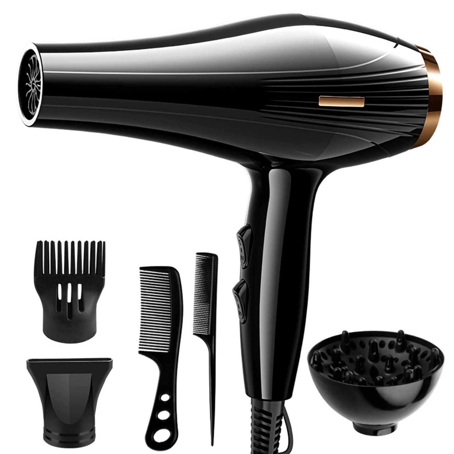 Asciugacapelli 6 in 1 ad alta potenza e basso rumore, potente asciugacapelli a vento caldo e freddo ad asciugatura rapida per lo styling dei capelli in viaggio a casa