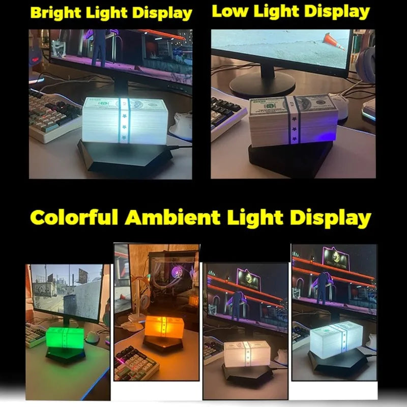 Lampada Fluttuante Maglev Dorata A Forma Di Banconota Lanterna Decorativa Originale