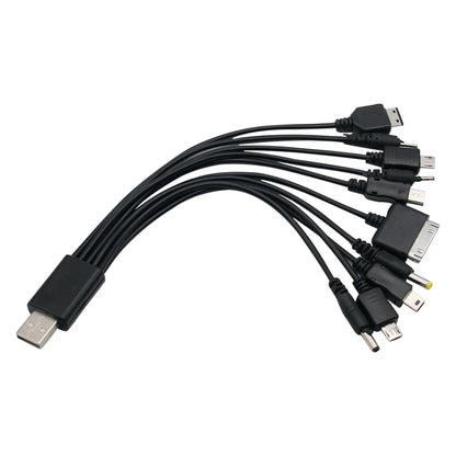 Cavo USB 10 in 1 con porte multiple, cavo di ricarica universale per telefono, cavo di ricarica per iPhone, Nokia, Sony, iPod.