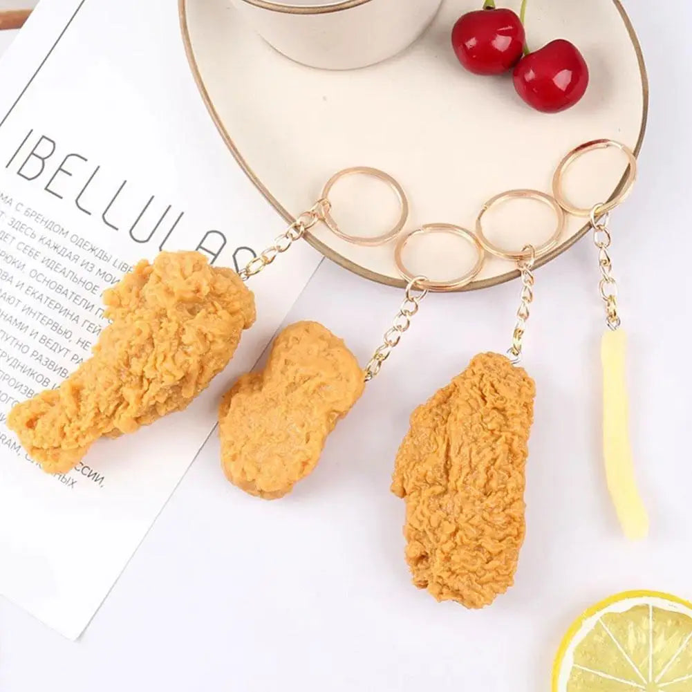 Simulazione Fast Food di pollo fritto portachiavi simulazione cibo modello puntelli per la decorazione della festa di famiglia aspetto realistico facile