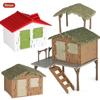 Oenux Farm House Modello Action Figures Agricoltore Moto Mucca Gallina Maiale Animali Set Figurine in miniatura PVC Simpatico giocattolo educativo per bambini