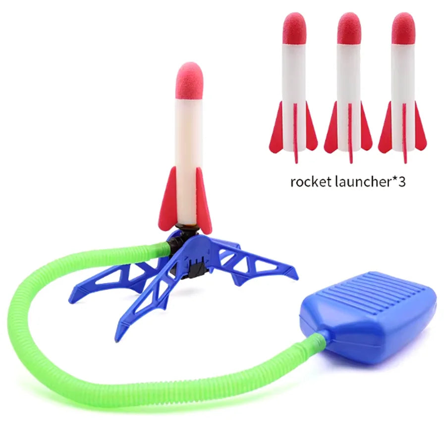Giocattolo Lanciarazzi ad Aria Compressa con Pompa a Pedale, Set per Giochi all'Aperto per Bambini, Divertimento Sicuro a Propulsione d'Aria, Facile Utilizzo, Regalo Educativo STEM, Gioco a Pedale