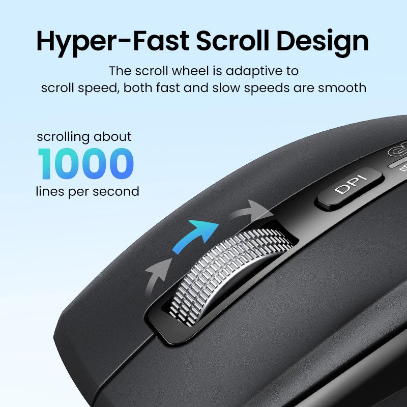 Mouse Senza Fili Ergonomico con DPI 5000 Bluetooth 5.4 e 2.4 GHz MacBook Tablet Laptop PC