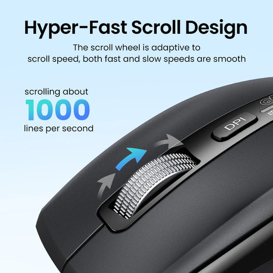 Mouse Senza Fili Ergonomico con DPI 5000 Bluetooth 5.4 e 2.4 GHz MacBook Tablet Laptop PC