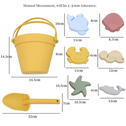 Set Giocattoli Da Spiaggia Per Bambini 8 Pezzi In Silicone Morbido Per Sabbia E Acqua