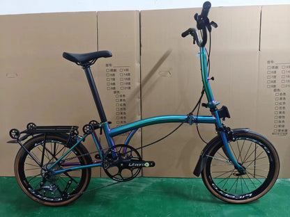 Bicicletta Pieghevole 20 Pollici Da Donna Leggera A 9 Velocità Portatile E Retrò
