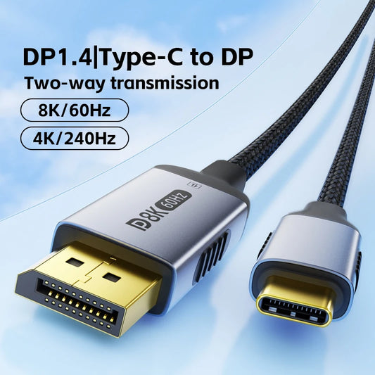 Cavo USB C a DisplayPort 2.1 8K60Hz 4K144Hz Thunderbolt 4 e 3 Tipo C a DP per MacBook Proiettore