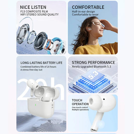 Auricolari Bluetooth Senza Fili Air Pro 2025 TWS HiFi Impermeabili Con Microfono E Supporto Siri