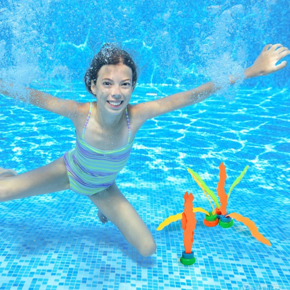 Set Di Tre Giochi Da Immersione Per Piscina Per Bambini A Forma Di Pianta Oceanica Per Allenamento