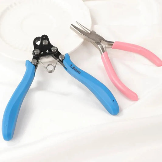 Set di pinze per filo da 1,5/2,25/3 mm per avvolgimento del filo, riparazione di flessioni, strumento per la creazione di gioielli, pinze a becchi tondi per avvolgimento di anelli metallici